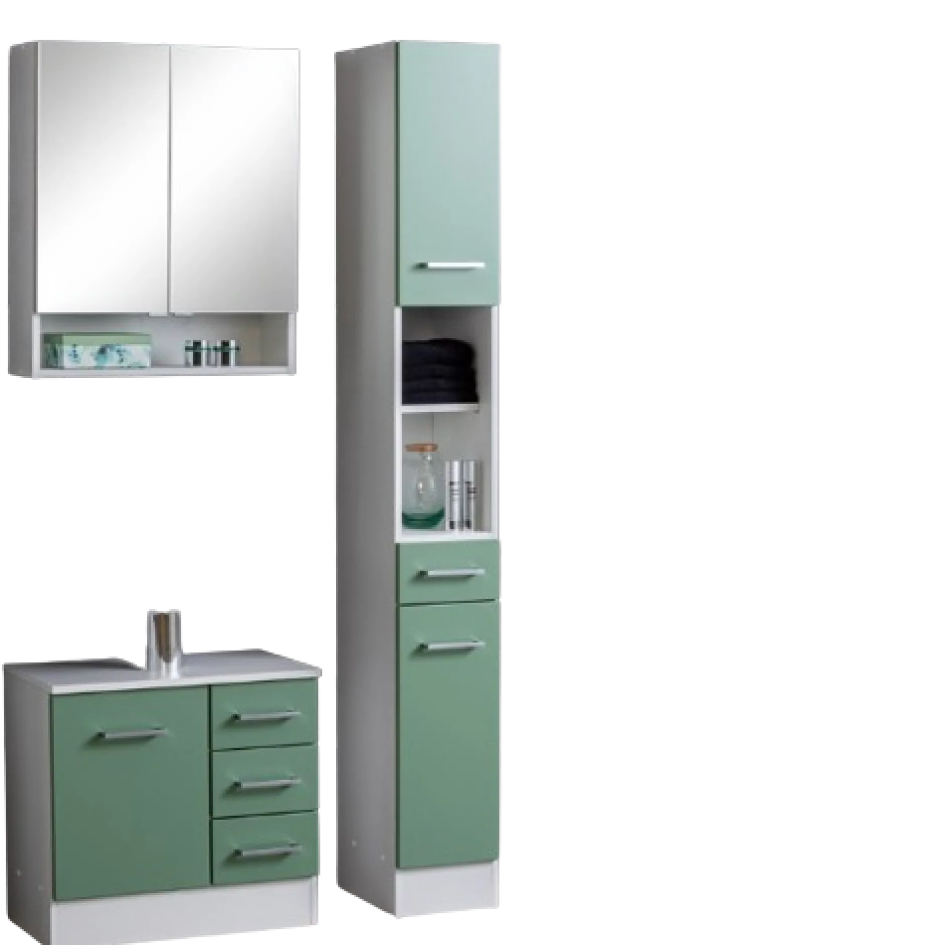 RiccaBadezimmer : Spiegelschrank, Waschbeckenunterschrank, Säulenschrank - grün
