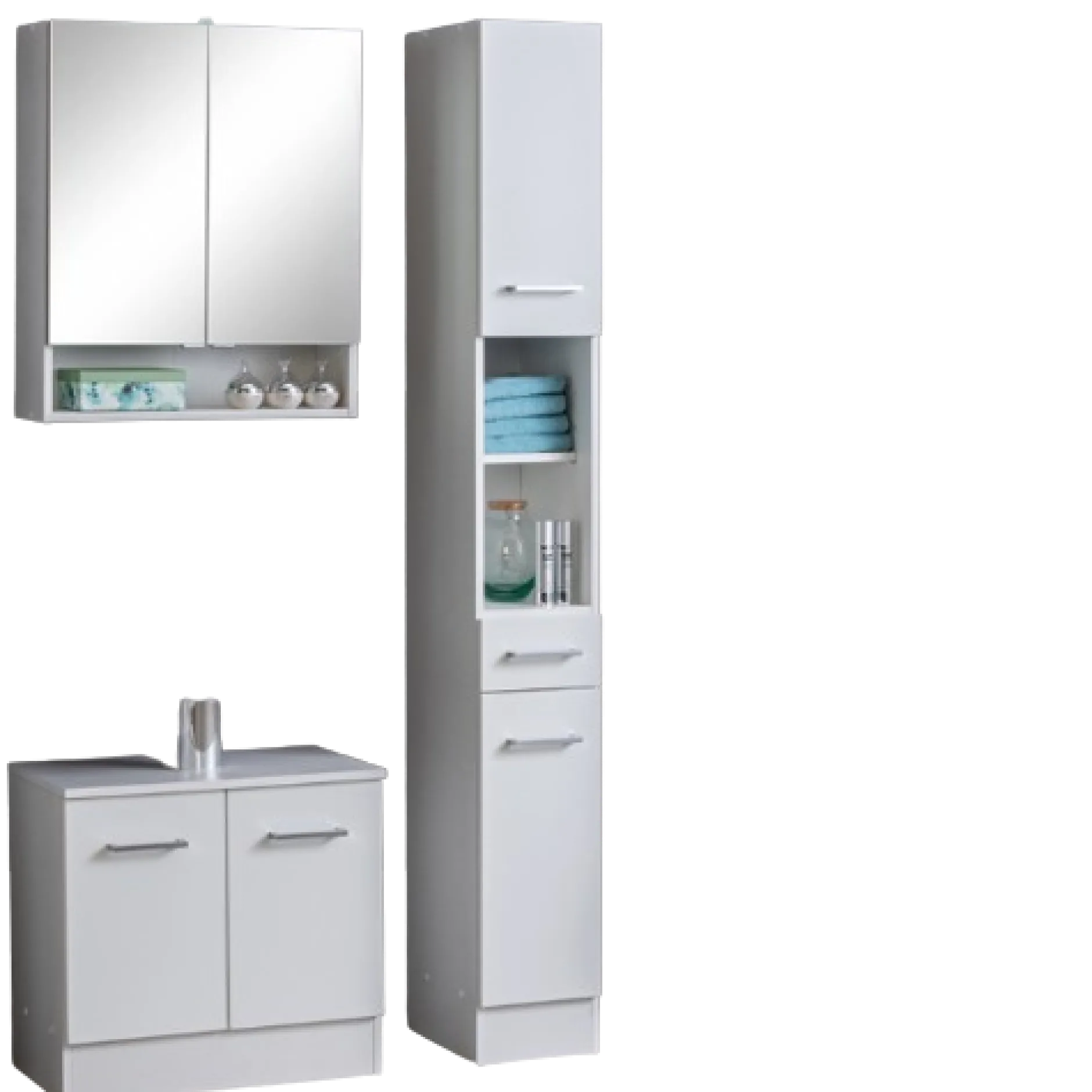 RiccaBadezimmer : Spiegelschrank, Waschtischunterschrank, Säulenschrank - weiß