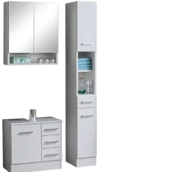 RiccaBadezimmer : Spiegelschrank, Waschtischunterschrank, Säulenschrank - weiß