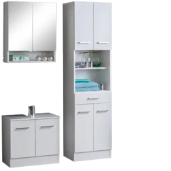 RiccaBadezimmer : Spiegelschrank, Waschtischunterschrank, Säulenschrank - weiß