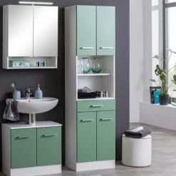RiccaBadezimmer : Spiegelschrank, Waschbeckenunterschrank, Säulenschrank - grün
