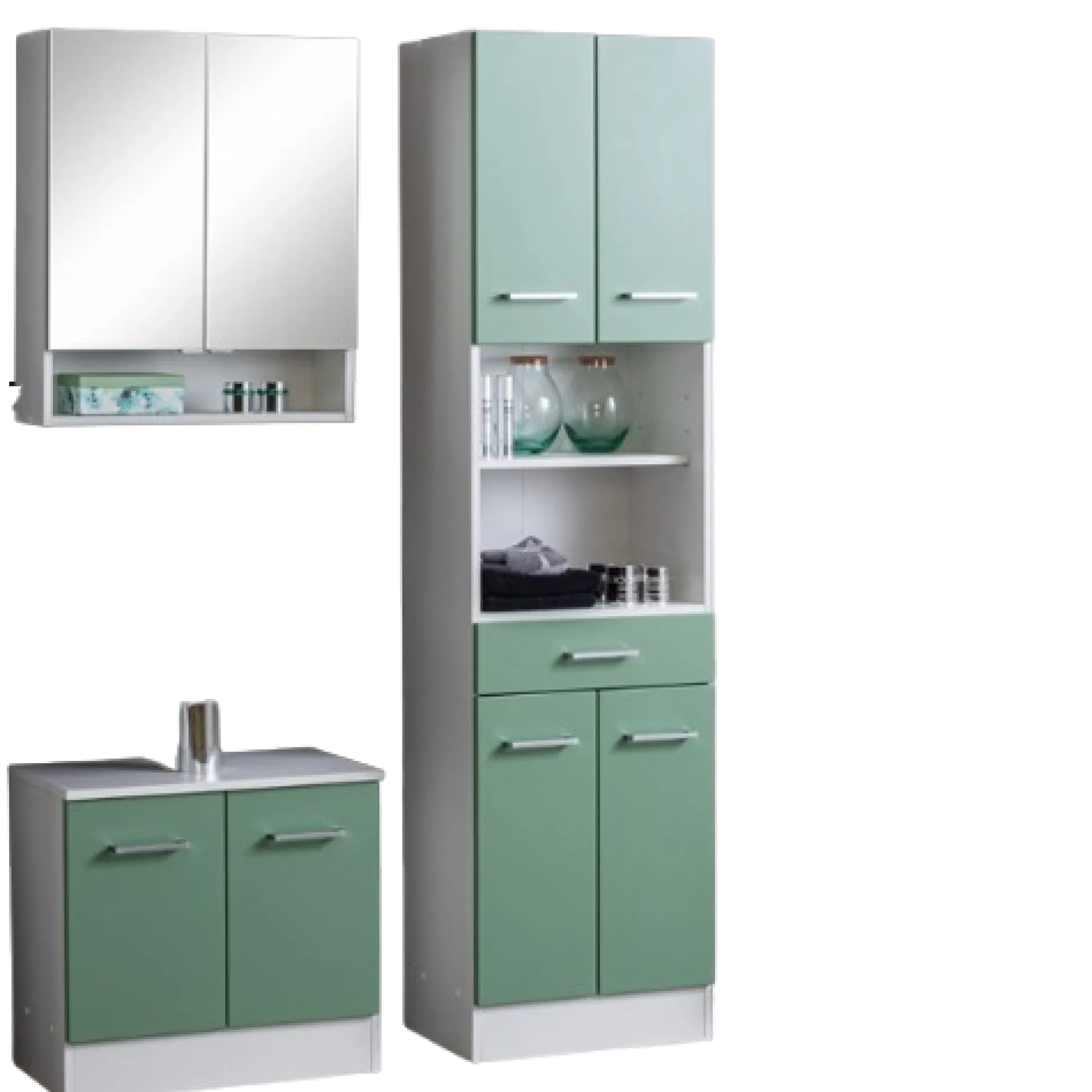 RiccaBadezimmer : Spiegelschrank, Waschbeckenunterschrank, Säulenschrank - grün