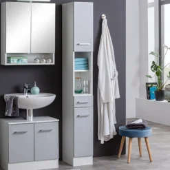 RiccaBadezimmer : Spiegelschrank, Waschbeckenunterschrank, Säulenschrank - grau