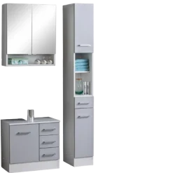 RiccaBadezimmer : Spiegelschrank, Waschbeckenunterschrank, Säulenschrank - grau