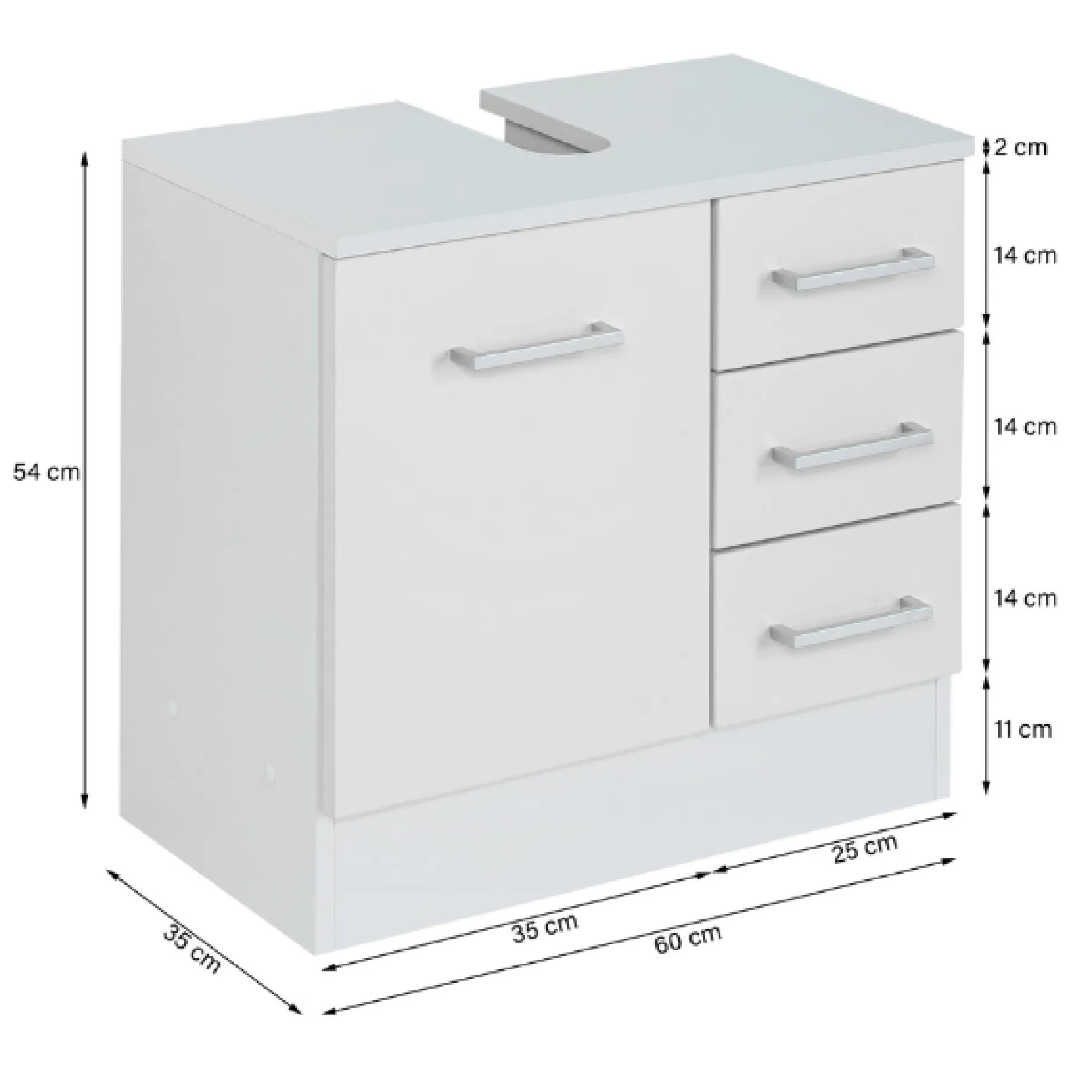 RiccaBadezimmer : Wandschrank, Badezimmerschrank, Spiegelschrank, Waschbeckenunterschrank - weiß