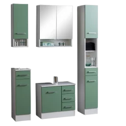 RiccaBadezimmer : Wandschrank, Badezimmerschrank, Spiegelschrank, Waschbeckenunterschrank, Säulenschrank - grün