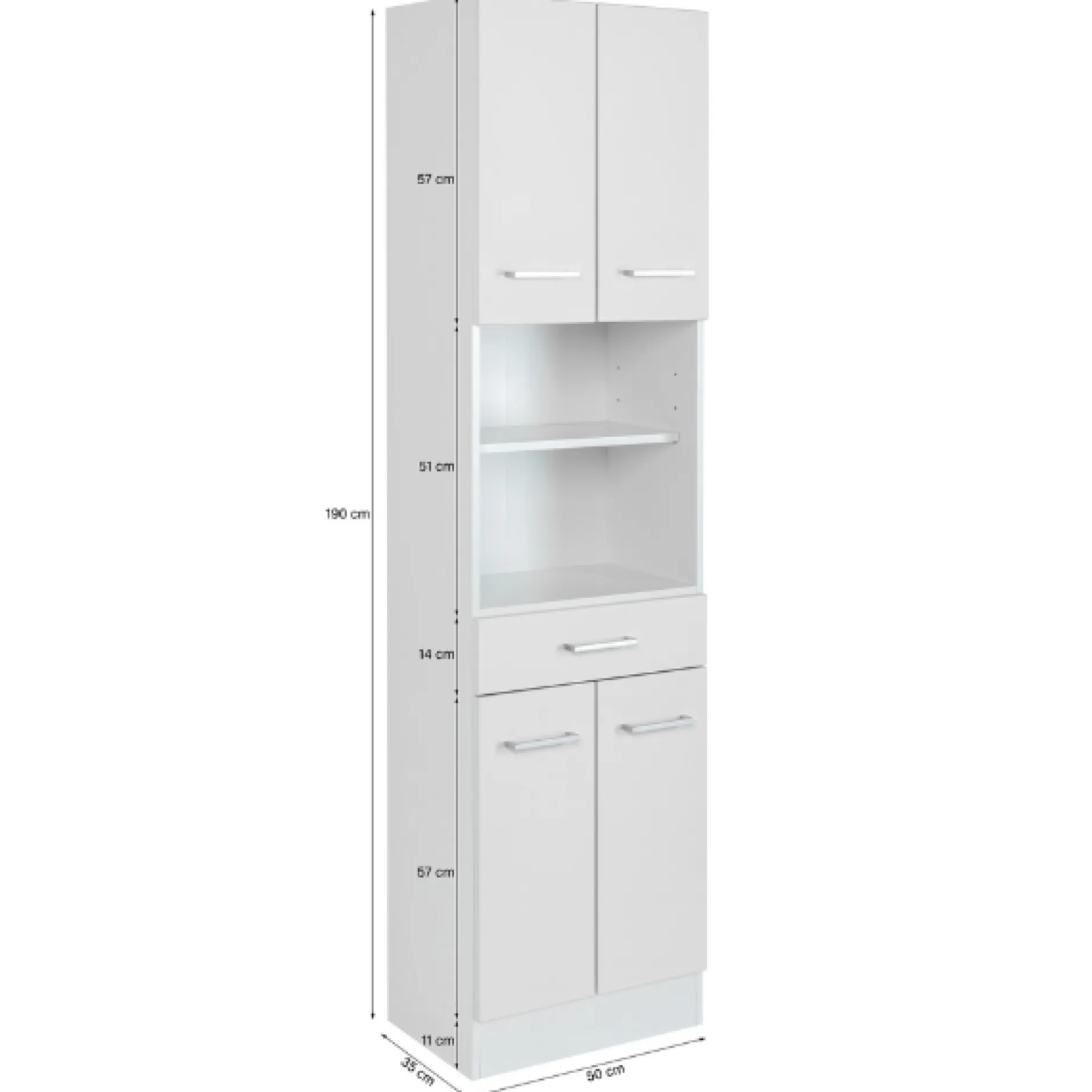 RiccaBadezimmer : Wandschrank, Badezimmerschrank, Spiegelschrank, Waschbeckenunterschrank, Säulenschrank - weiß