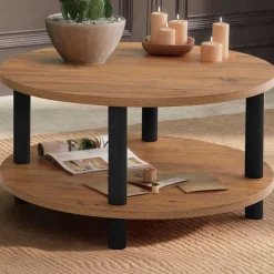 Roby Couchtisch | 100 % MELAMIN | Schwarz, Atlantische Kiefer