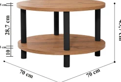 Roby Couchtisch | 100 % MELAMIN | Schwarz, Atlantische Kiefer
