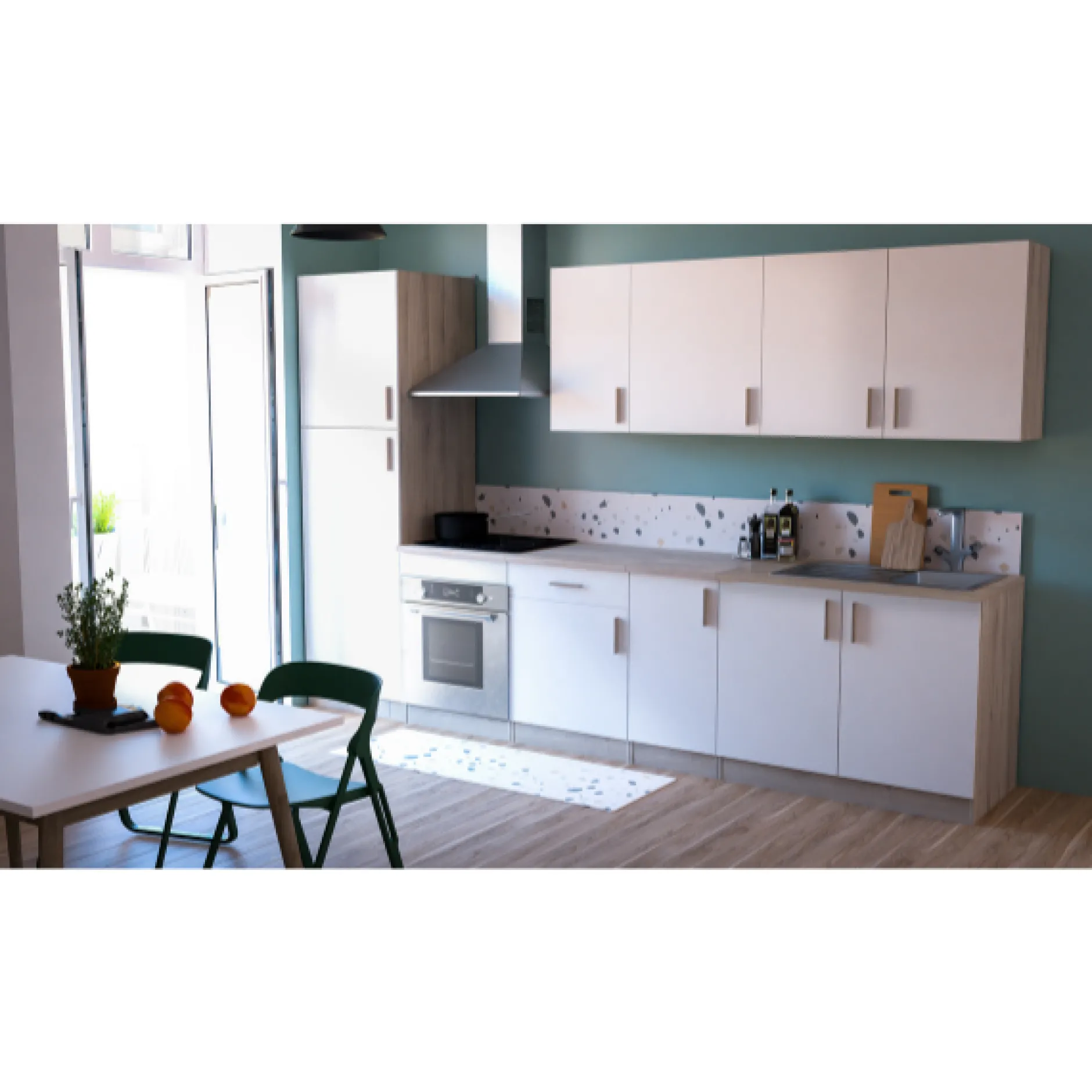 Romanie Hängeelement 60 cm 1 Drehtür und 1 Einlegeboden Kronberg Eiche/Mattweiß