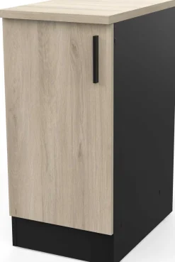 Romanie Unterschrank 40 cm 1 Drehtür und 1 Einlegeboden Kronberg Eiche/Mattschwarz
