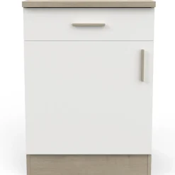 Romanie Unterschrank 60 cm 1 Schublade, 1 Drehtür und 1 Einlegeboden Kronberg Eiche/Mattweiß