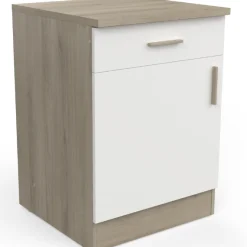 Romanie Unterschrank 60 cm 1 Schublade, 1 Drehtür und 1 Einlegeboden Kronberg Eiche/Mattweiß