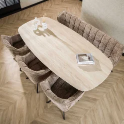 Romano Danish Oval Esstisch 215 cm / 3D Keramik Travertin