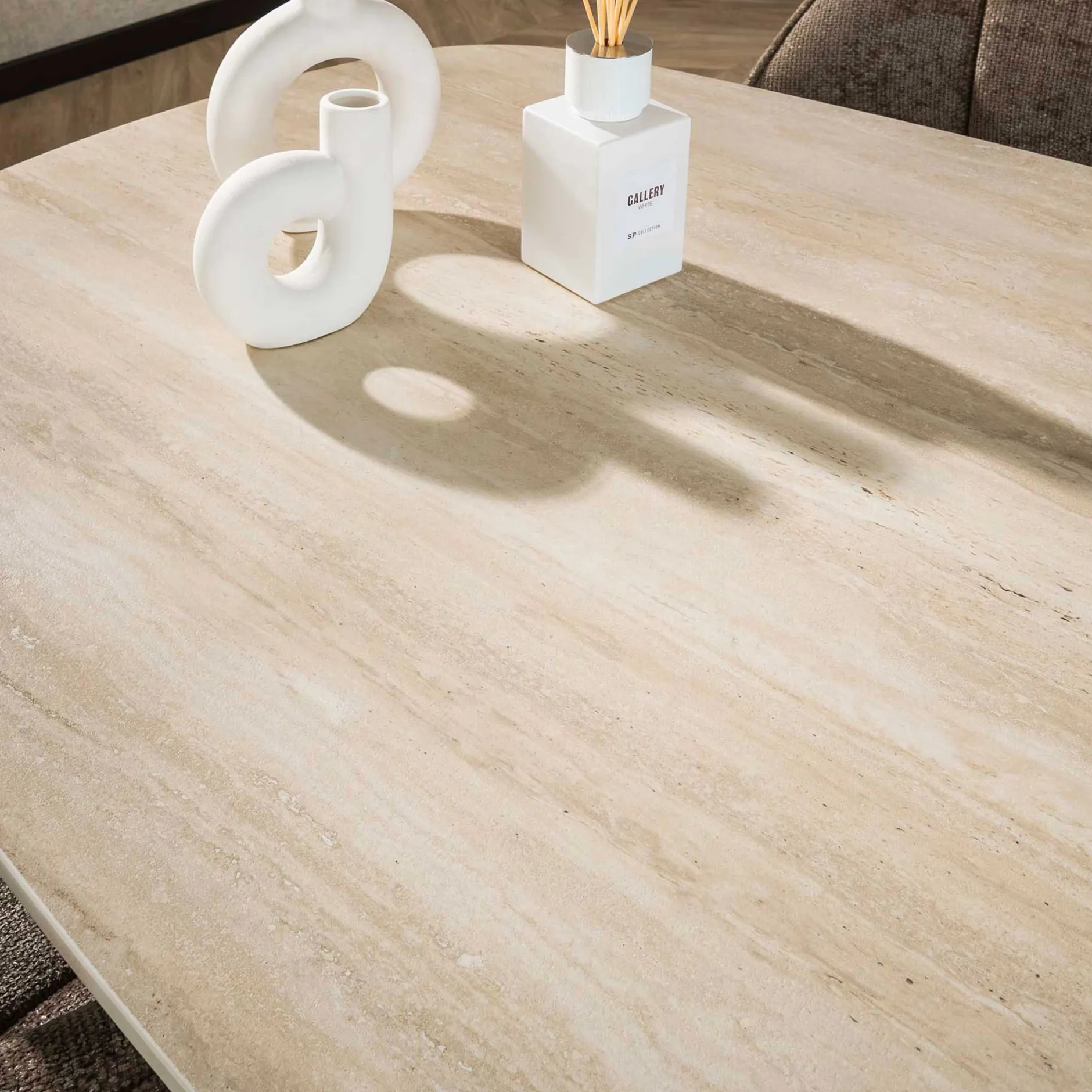 Romano Danish Oval Esstisch 215 cm / 3D Keramik Travertin