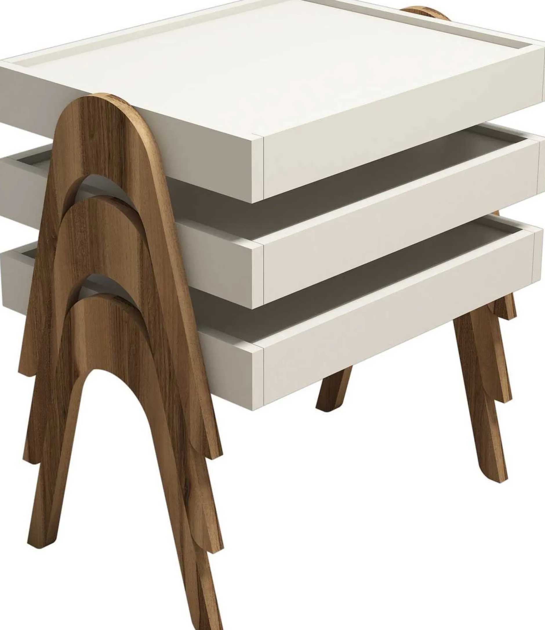 Roma Satztisch (3-teilig) | 100 % MELAMIN | Walnuss, Creme