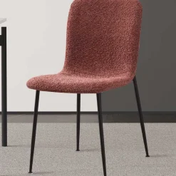 Rosa Bouclé Stuhl Alice | Metallbeine | H81.5xB42xT57cm