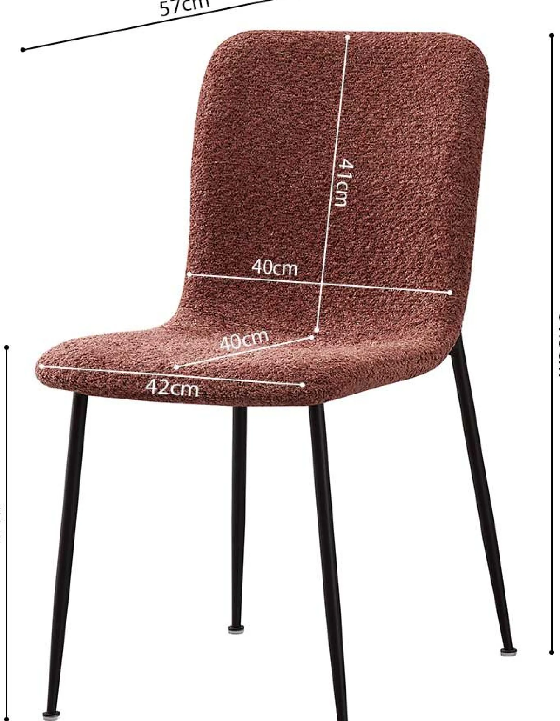 Rosa Bouclé Stuhl Alice | Metallbeine | H81.5xB42xT57cm