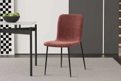 Rosa Bouclé Stuhl Alice | Metallbeine | H81.5xB42xT57cm