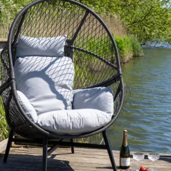 Rosario Loungesessel - mit Kissen - schwarz