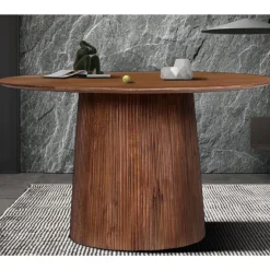 Runder hellbrauner Tisch Miguel | Magnolienholz massiv | 76H x 130B x 130D cm