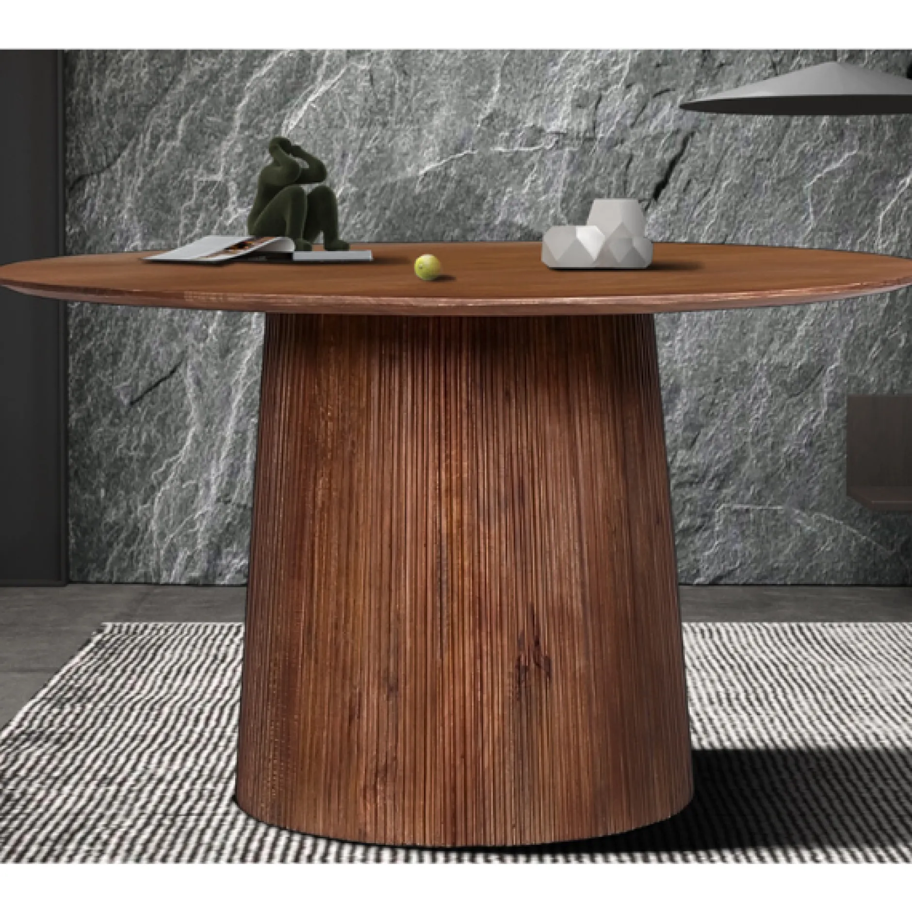 Runder hellbrauner Tisch Miguel | Magnolienholz massiv | 76H x 130B x 130D cm