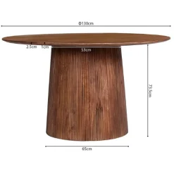 Runder hellbrauner Tisch Miguel | Magnolienholz massiv | 76H x 130B x 130D cm