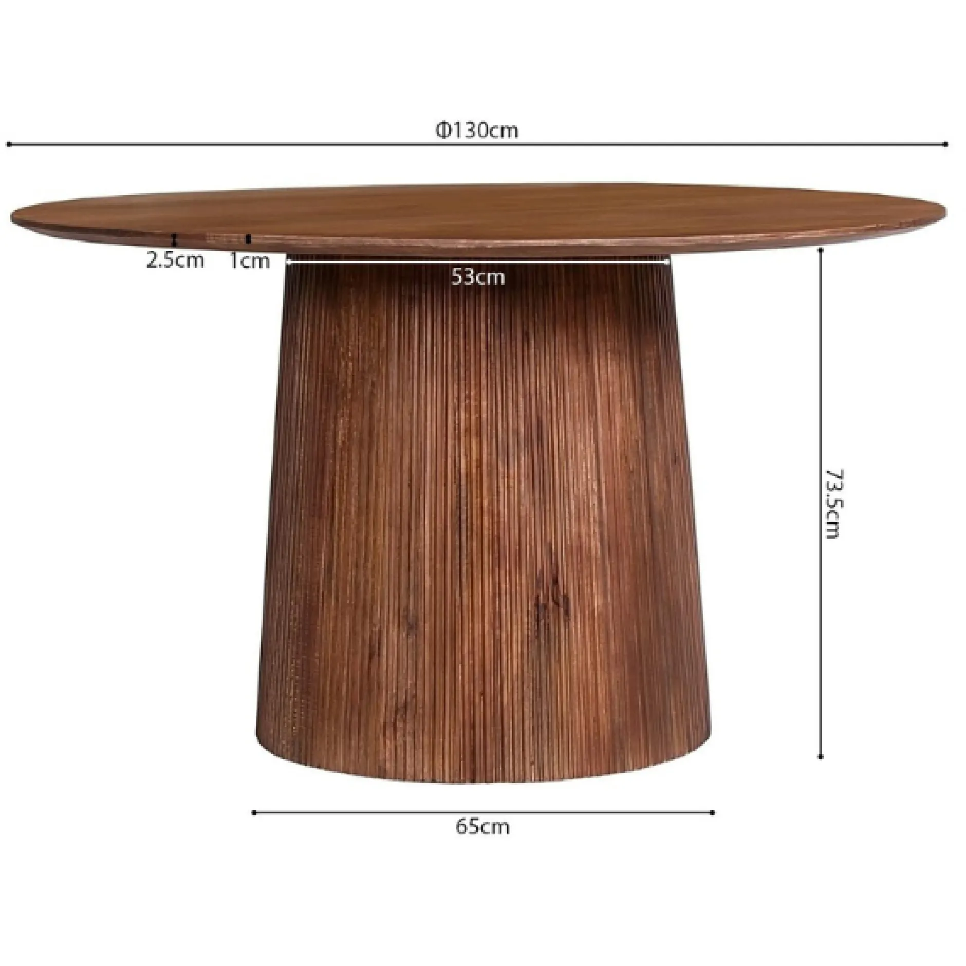 Runder hellbrauner Tisch Miguel | Magnolienholz massiv | 76H x 130B x 130D cm