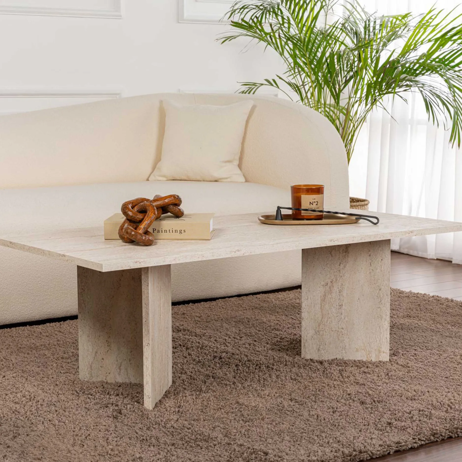 Sabin Couchtisch | 100 % MELAMIN | Travertin