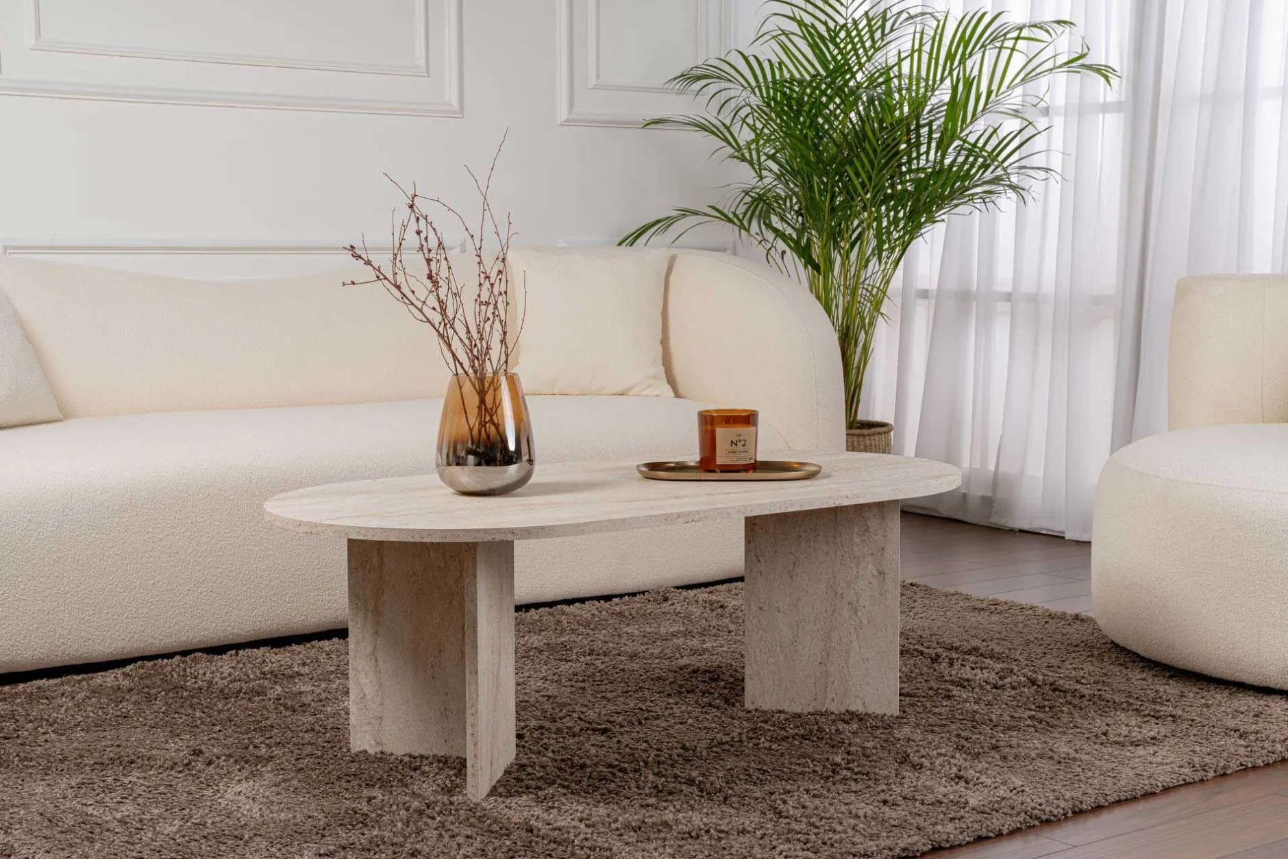 Sable Couchtisch | 100 % MELAMIN | Travertin