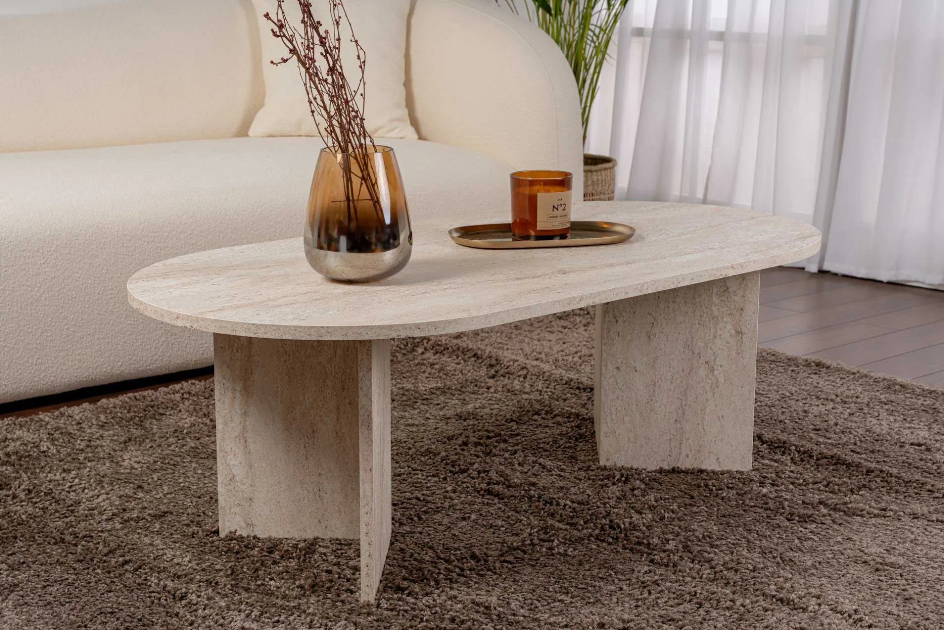 Sable Couchtisch | 100 % MELAMIN | Travertin