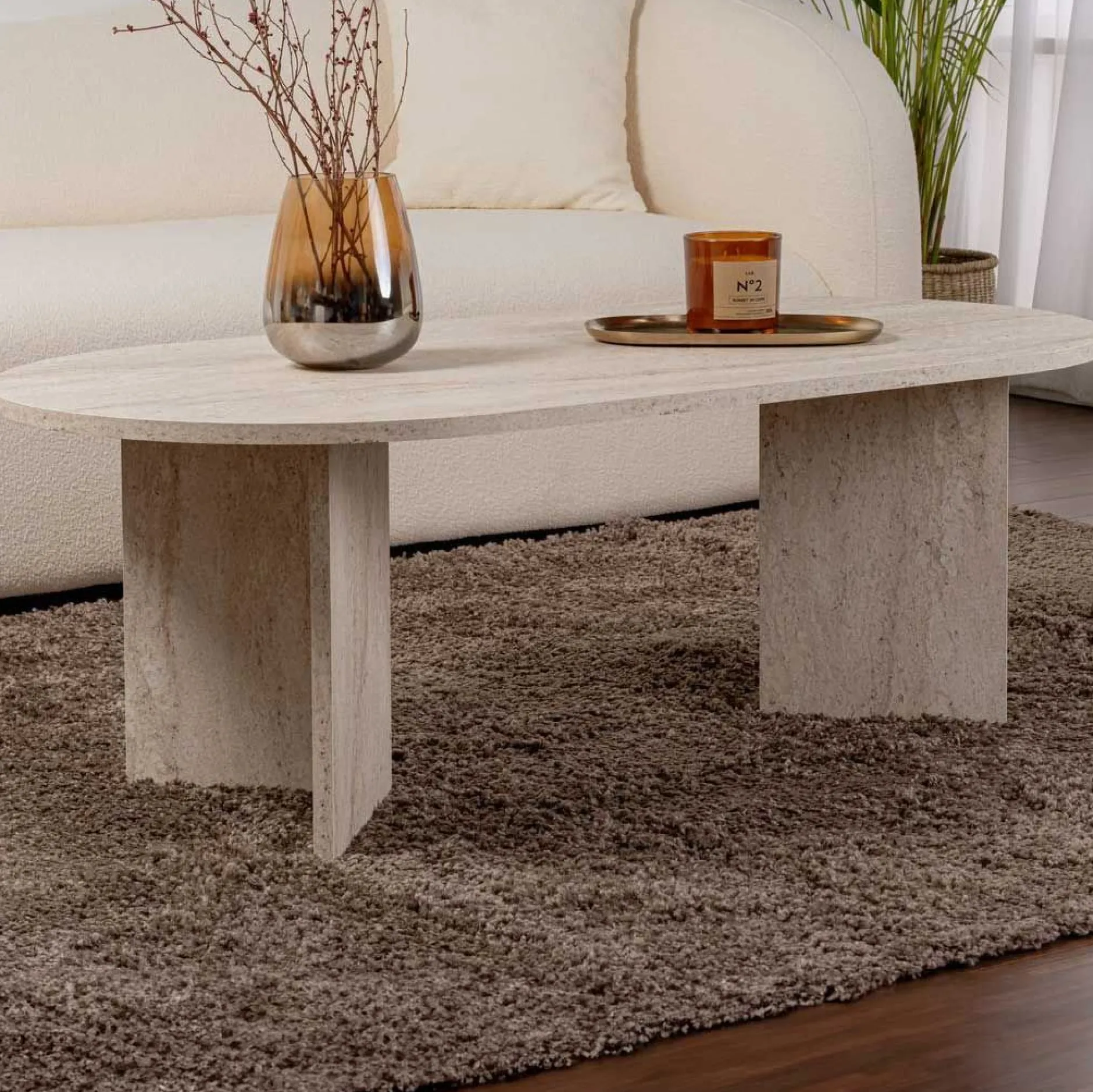 Sable Couchtisch | 100 % MELAMIN | Travertin