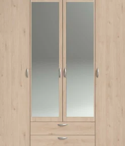 Salvador Kleiderschrank mit Spiegel, 4 Türen und 2 Schubladen - jackson oak