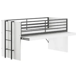 Sammie Halbhohes Bett 90x200cm - mit Schreibtisch und Bücherregal - weiß