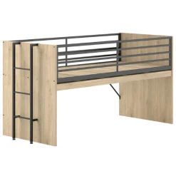 Sammie Halbhohes Bett 90x200cm - mit Schreibtisch und Bücherregalen - Eiche Dekor