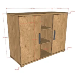 SammieJugendzimmer : Bett 90x200cm, Nachttisch, Kleiderschrank, Kommode - Eichendekor