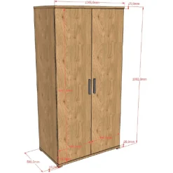 SammieJugendzimmer : Bett 90x200cm, Nachttisch, Kleiderschrank, Schreibtisch - Eichendekor