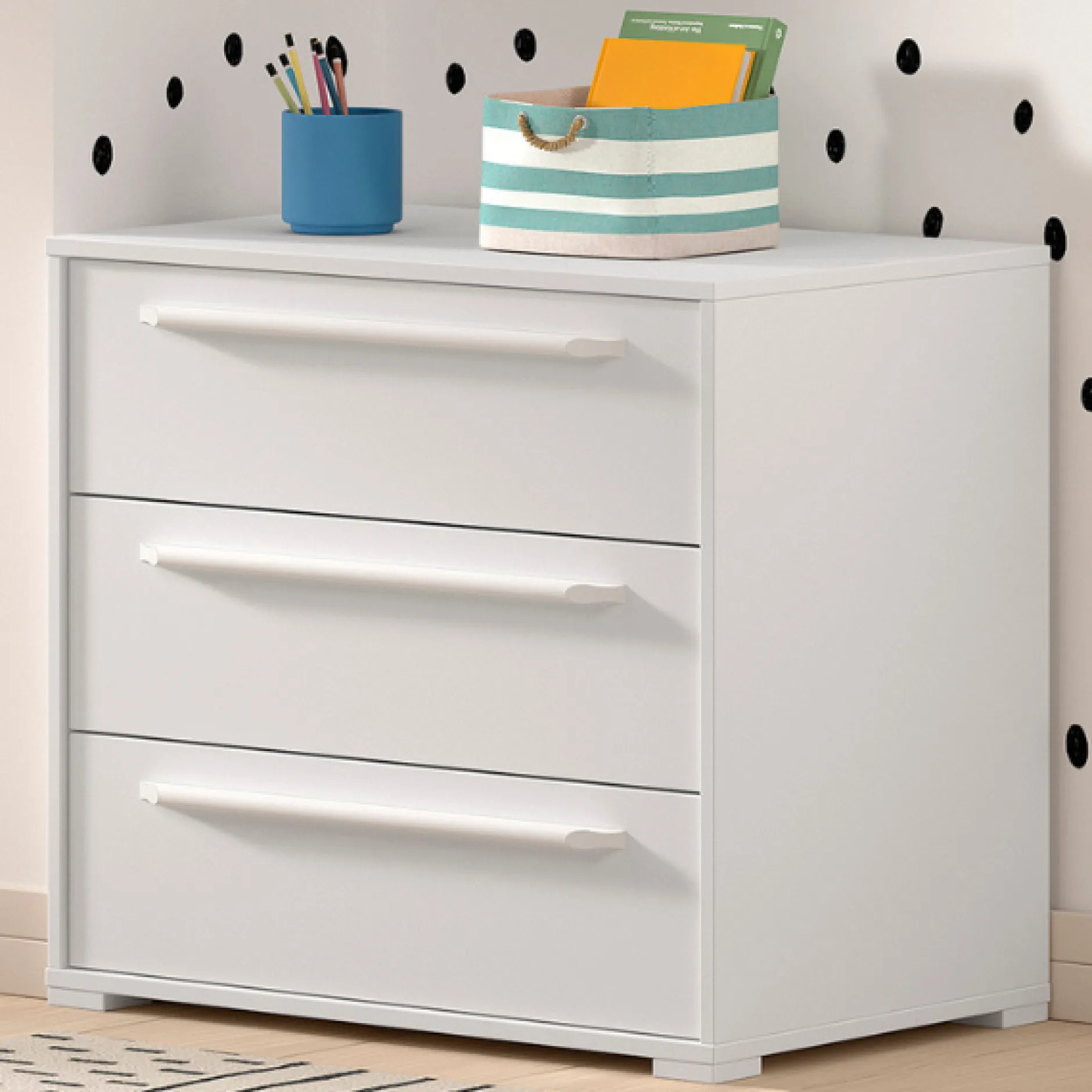 Sammie Kommode 68x43x61cm - 3 Schubladen - weiß