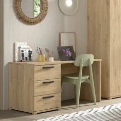 Sammie Schreibtisch - 140x65x74cm - mit drei Schubladen - Eiche Dekor
