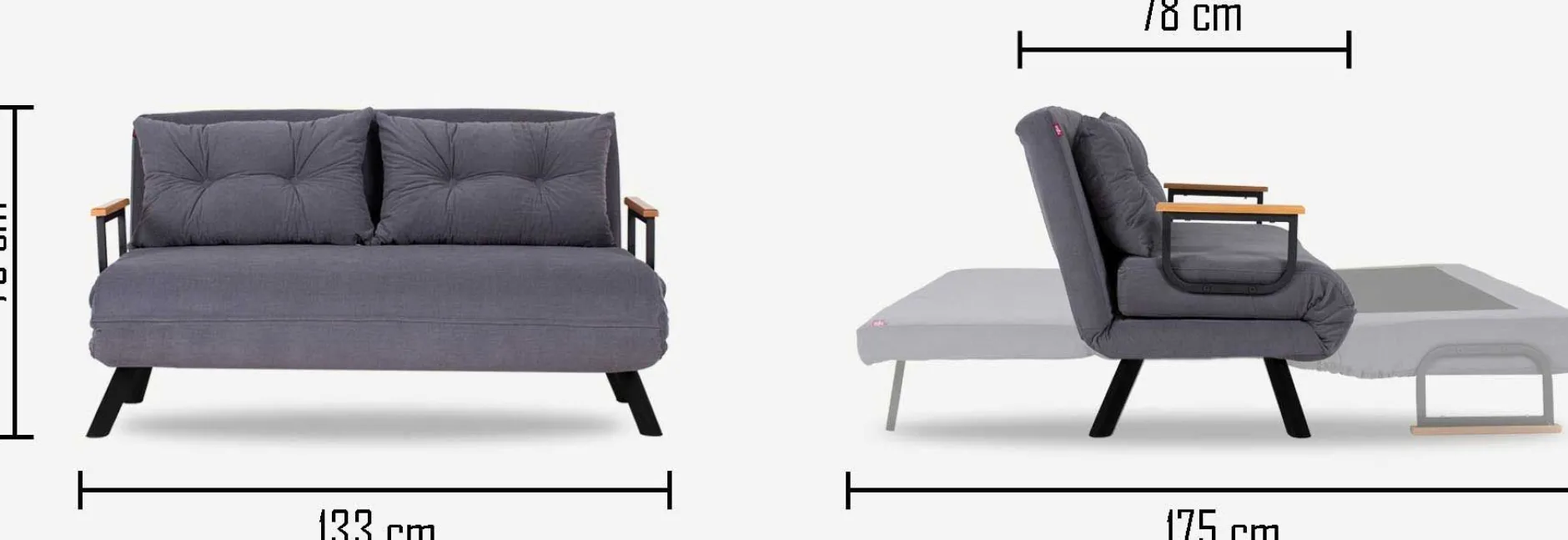 Sando 2-Sitzer-Schlafsofa | Metallrahmen | Petrolgrün