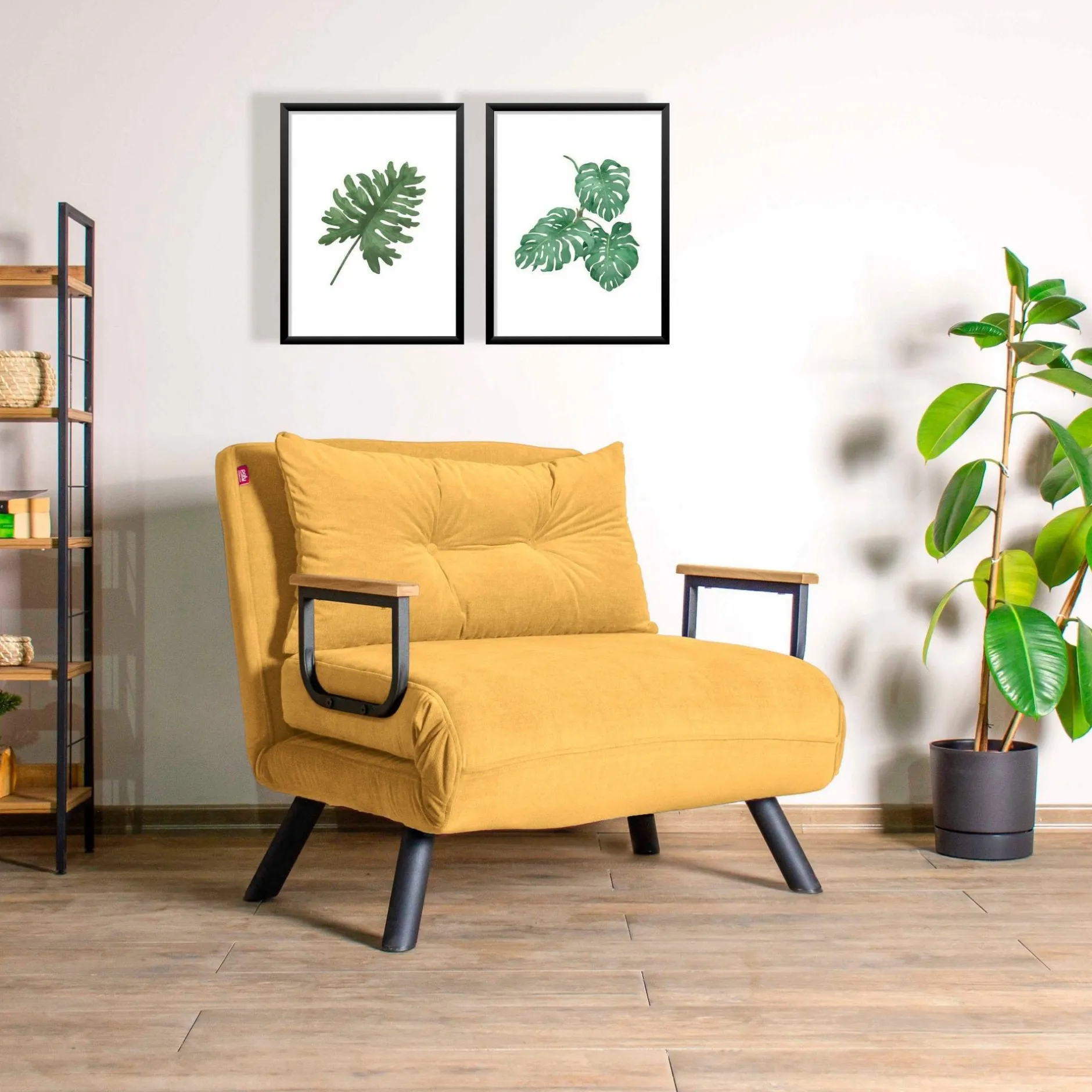 Sando 1-Sitzer-Schlafsofa | Metallrahmen | Senfgelb