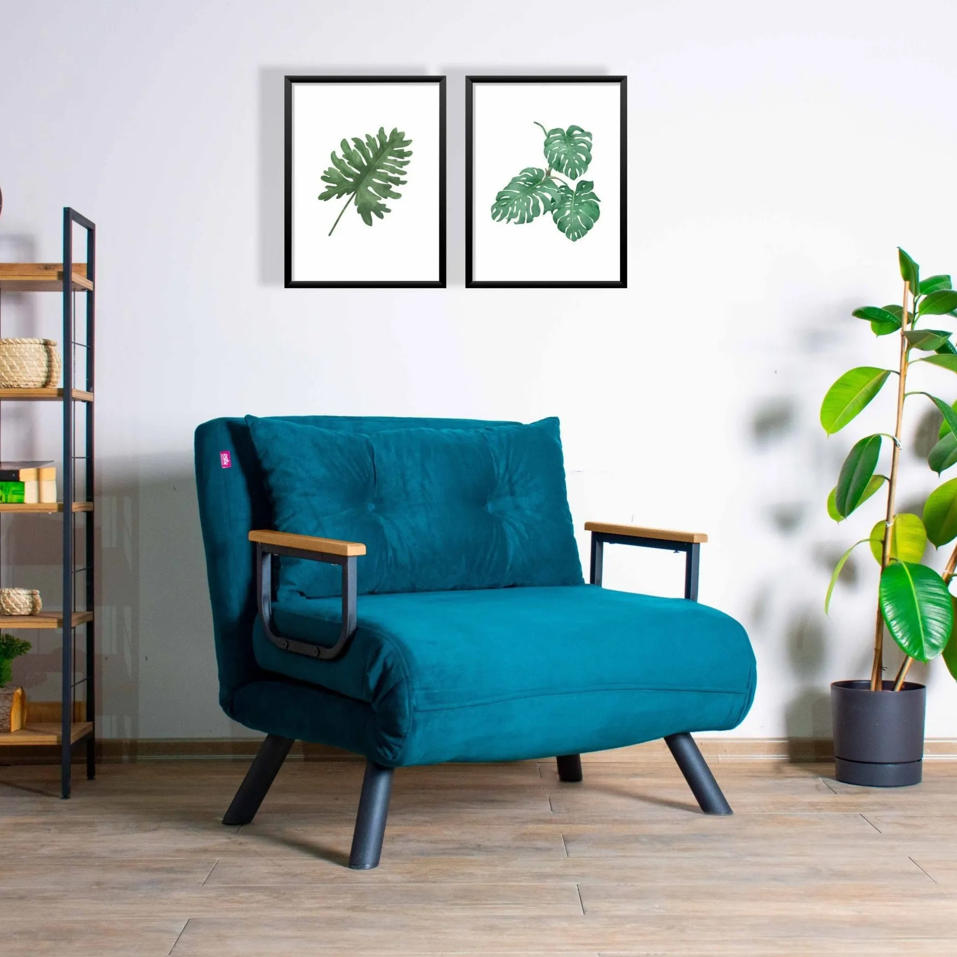 Sando 1-Sitzer-Schlafsofa | Metallrahmen | Petrolgrün