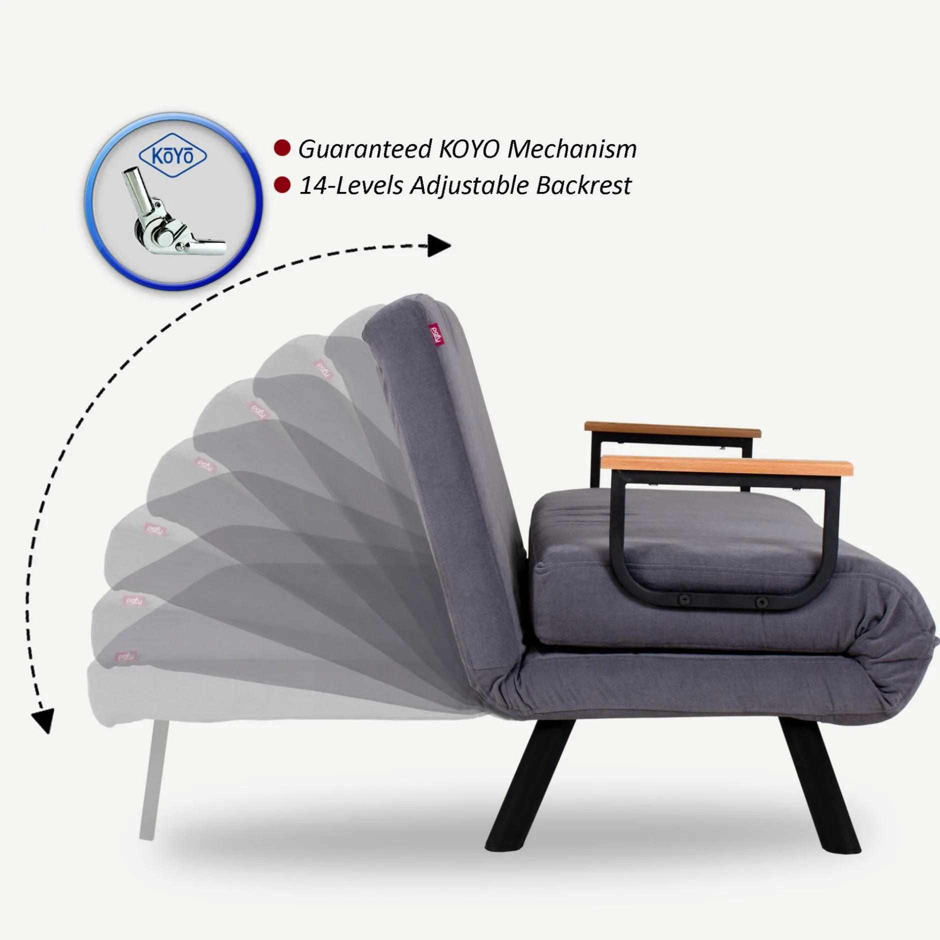 Sando 2-Sitzer-Schlafsofa | Metallrahmen | Grau