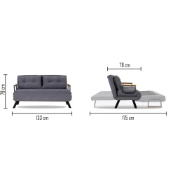 Sando 2-Sitzer-Schlafsofa | Metallrahmen | Grau