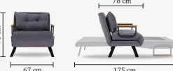 Sando 1-Sitzer-Schlafsofa | Metallrahmen | Grau