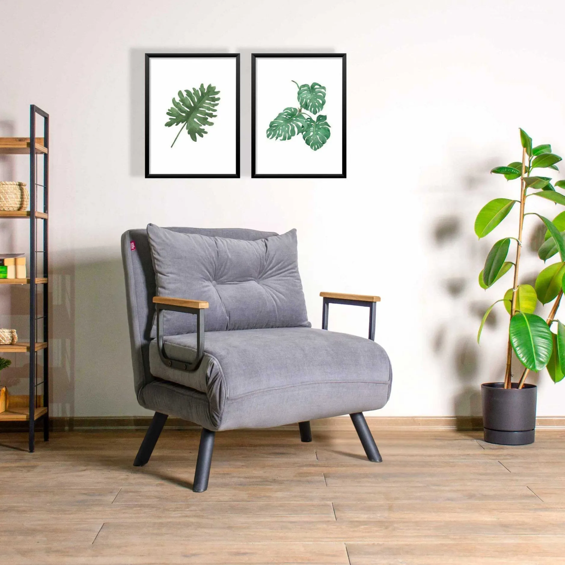 Sando 1-Sitzer-Schlafsofa | Metallrahmen | Grau