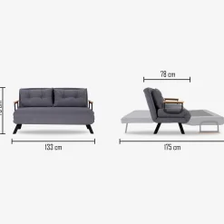 Sando 2-Sitzer-Schlafsofa | Metallrahmen | Creme
