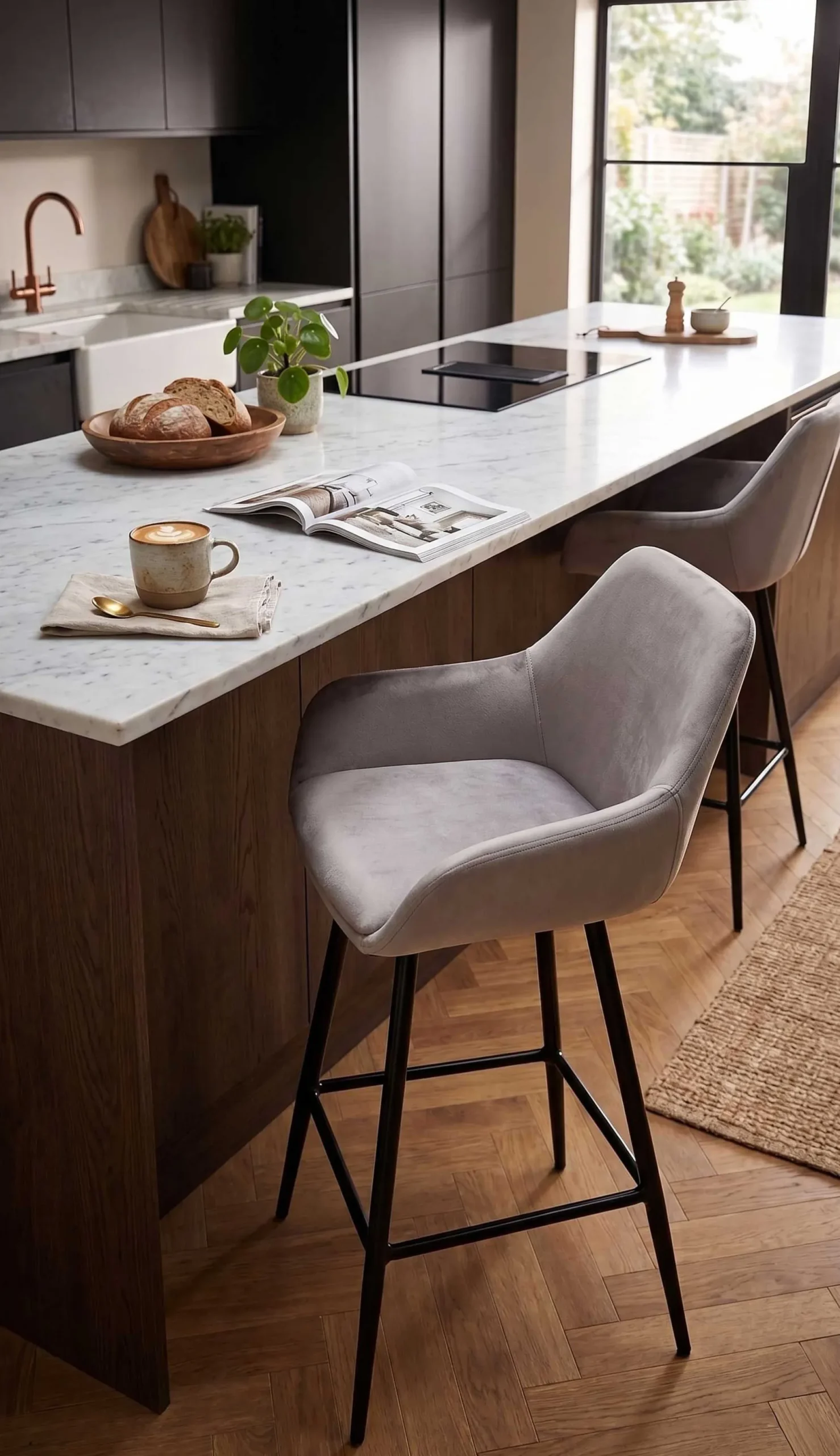 Satz von 2 Barhockern Amman 65cm - grau