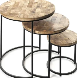 Satz von 3 Beistelltischen Leo - Holz/Metall