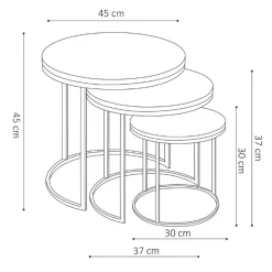Satz von 3 Couchtischen Amana Ø 45 cm-schwarzes Magnolienholz